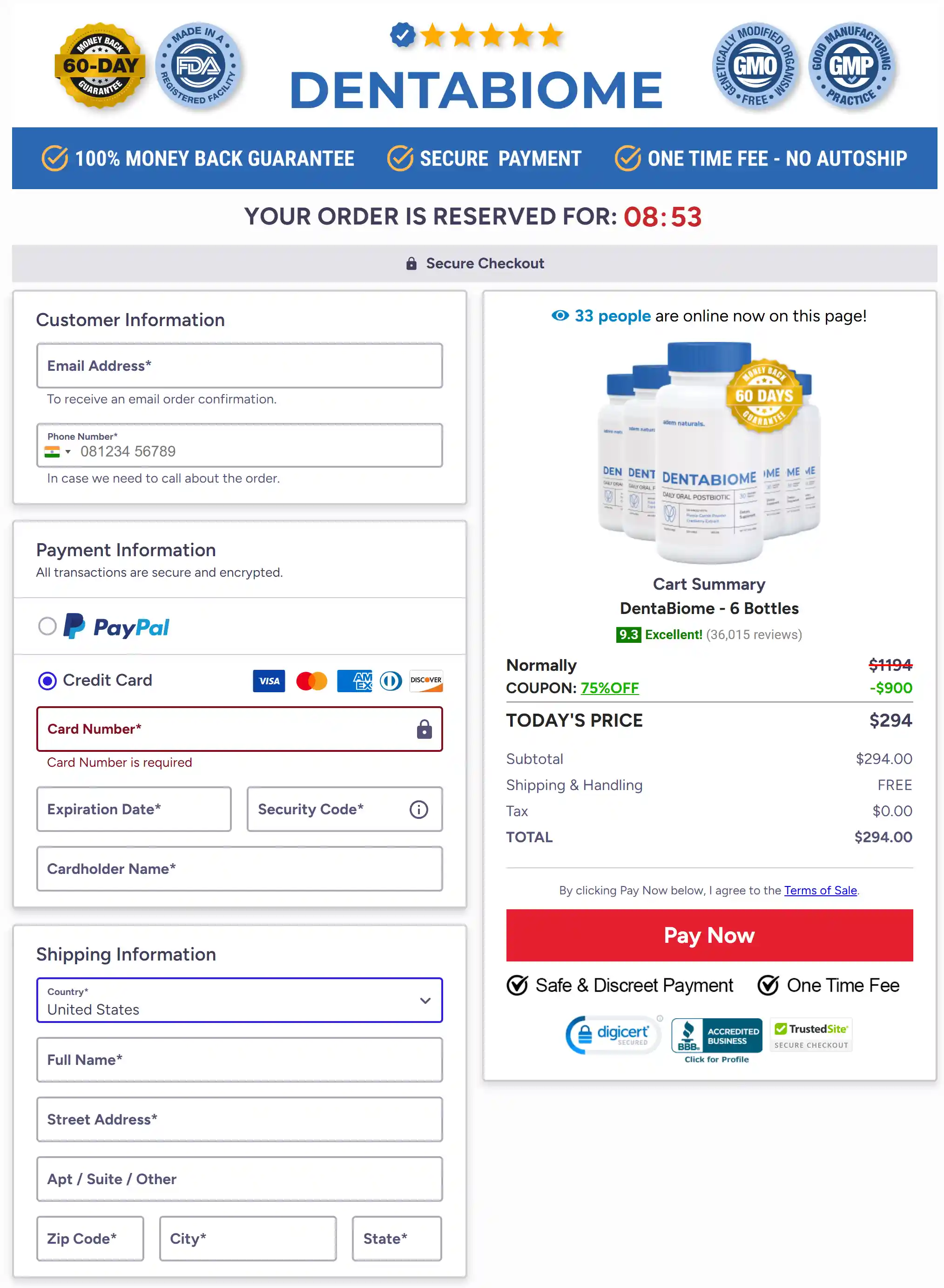 DentaBiome order form